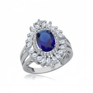 خواتم أحجار كريمة- خاتم ألماس أزرق