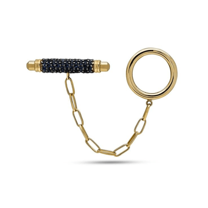 خاتم ذهب نسائي عيار 18 مرصع بأحجار زرقاء | من كولكشن مرح بتصميم عصري