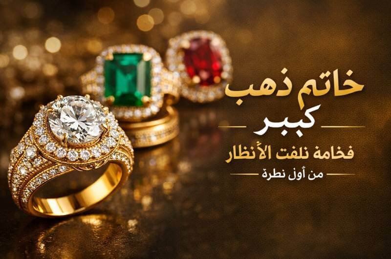 أجمل خاتم ذهب كبير – فخامة تلفت الأنظار من أول نظرة